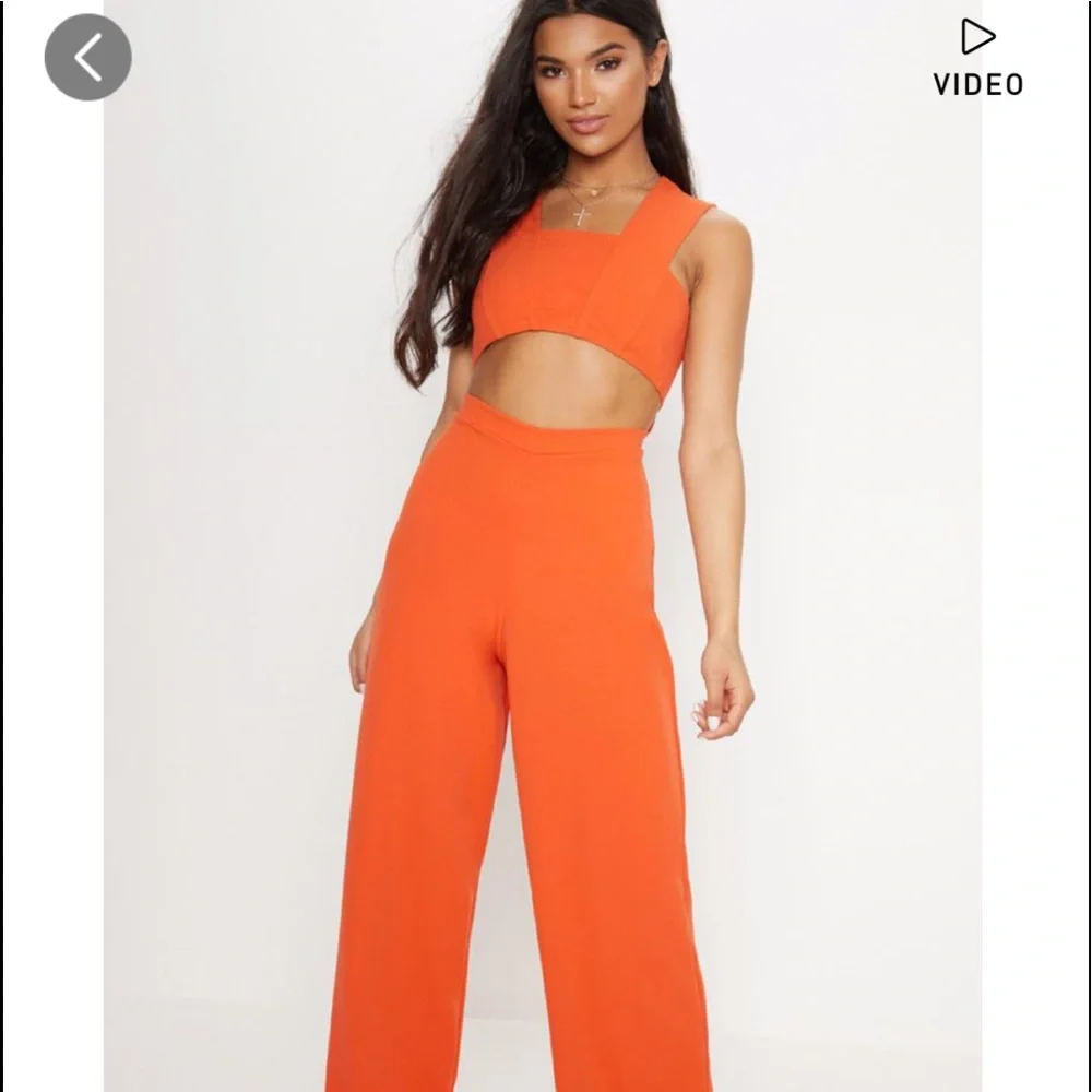 COPY - PrettyLittleThing Orange Cut Out Jumpsuit - Picture 3 of 7